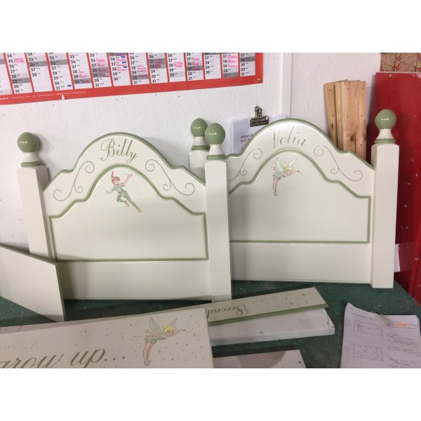 Headboard With Posts And Peter Pan Hand Painted Artwork